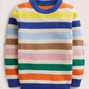 Boden Mini-me Rainbow Stripe Sweater, Size 11-12